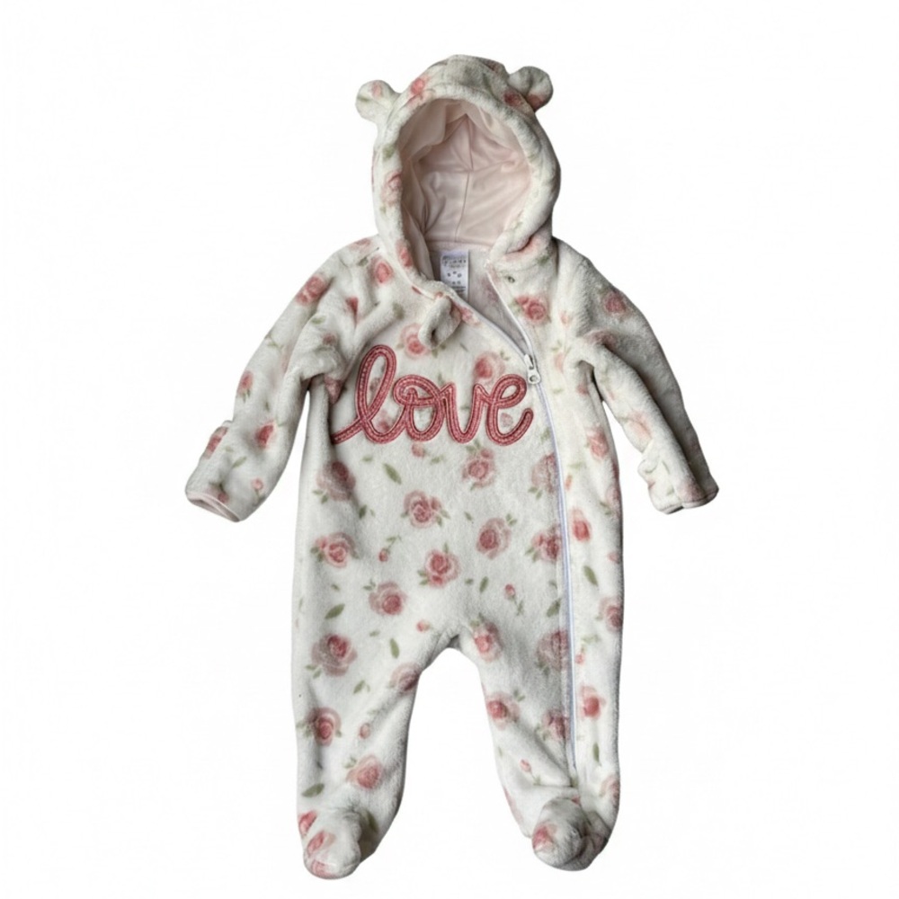 Floral Pink and White Kids One Piece